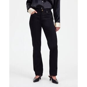 $168 New Madewell Alexa Chung High Rise Straight Jeans - black - Size 25